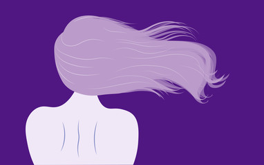 Vector illustration of Woman's silhouette with beautiful hair