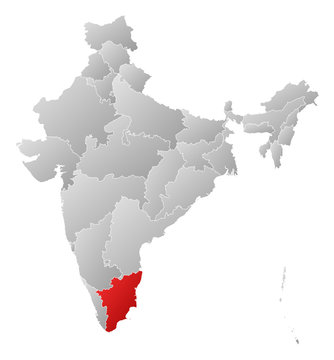 Tamil Nadu On Map Of India Map - India, Tamil Nadu Stock Vector | Adobe Stock