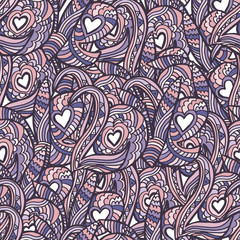 Seamless pattern with hand drawn quote love. Sketch with curves,