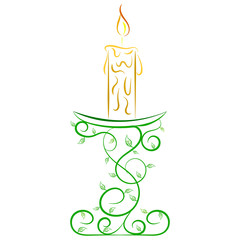 Doodle vector color abstract candle on a stand