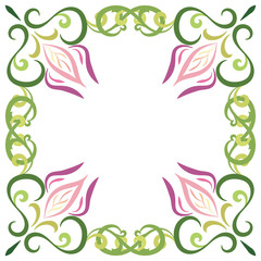 Doodle vector color abstract flower corner frame