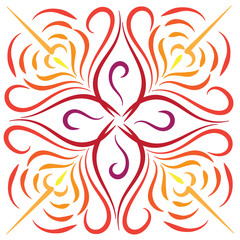 Doodle vector color abstract red orange flower