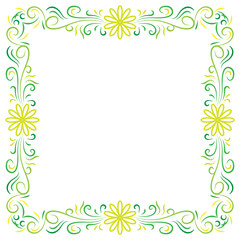 Fototapeta na wymiar Doodle vector color abstract flower corner frame