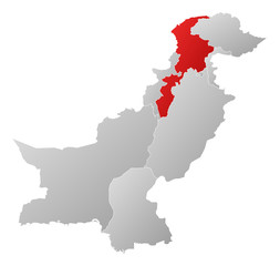 Fototapeta premium Map - Pakistan, Khyber Pakhtunkhwa
