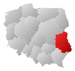Obraz premium Mapa - Polska, Lublin