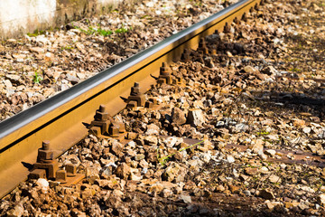 Close up detail of a rail track