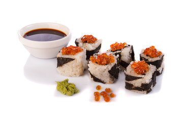 Roll the delicious sushi on a background.