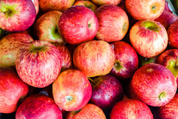 Fresh red ripe apples background