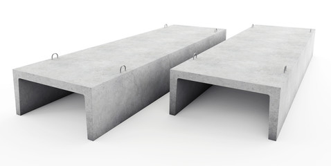Reinforced concrete tray for heating main. 3D rendering