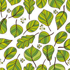 Obraz premium Vector seamless pattern with leaves