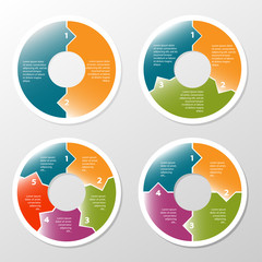 Four infographics circular temptaes for web and print design