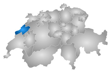 Map - Swizerland, Neuchâtel