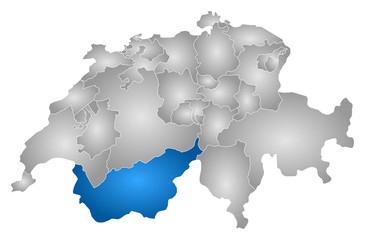 Map - Swizerland, Valais