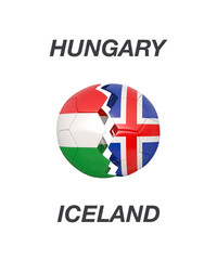 Hungary / Iceland soccer game 3d illustration