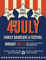 Retro 4th of July grunge flyer template