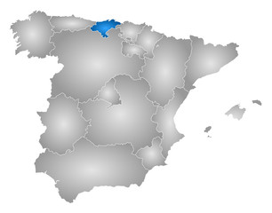 Obraz premium Map - Spain, Cantabria