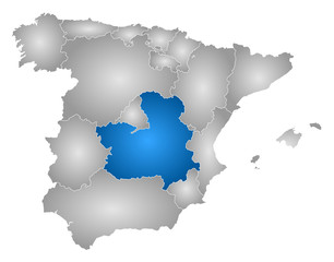Obraz premium Map - Spain, Castile-La Mancha