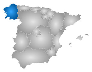 Map - Spain, Galicia