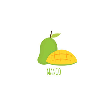 Mango in flat style. Mango vector logo. Mango icon. Isolated