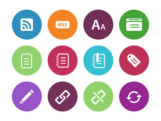 Blogger circle icons on white background