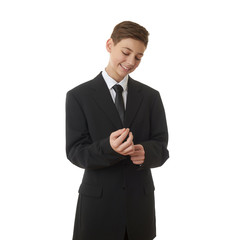 Cute teenager boy over white isolated background