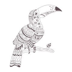 Henna mehendi, tattoo sketch. Toucan
