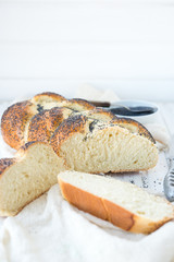 Traditional Jewish long loaf Challah
