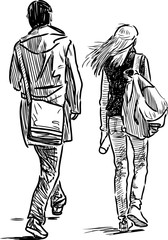 sketch of the young couple