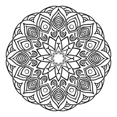 Mandala. Herbal decorative elements. Picture for coloring.
