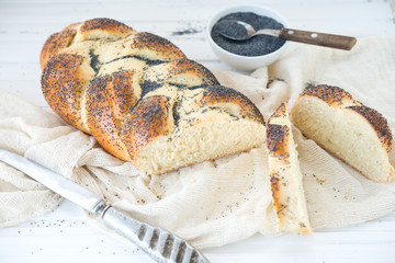 Traditional Jewish long loaf Challah
