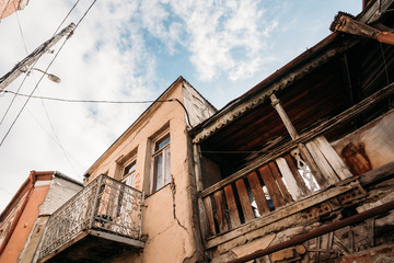 Fototapeta na wymiar Old Houses In The Old Part Of Tbilisi - The Capital Of Georgia.