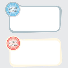 Set of two vector text frames and icon of social media