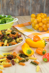 Ingredients for summer veggie pasta salad.