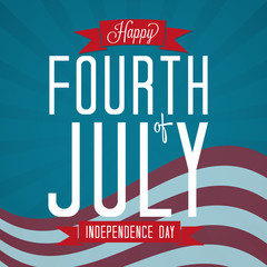 Fourth of July Vector Illustration with Banners and Stars and Flag.