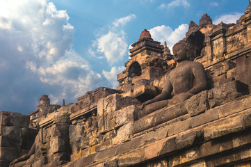 Buddist temple Borobudur at sunset. Yogyakarta. Java, Indonesia