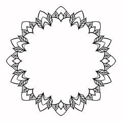 Round frame made of floral elements. Mandala border.