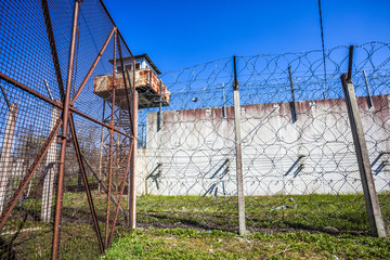 Obraz premium Abandoned Soviet time prison in Rummu quarry, Estonia