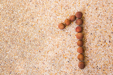 Number one concept made of fresh lichee