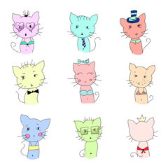 Cute cat illustration set