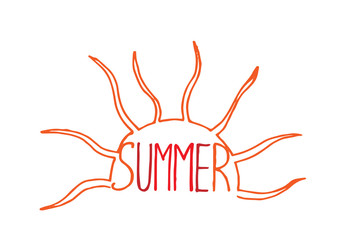 Isolated lettering Summer with sun