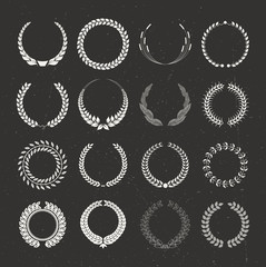 Set Laurel Wreaths Vector Collection on Black Background