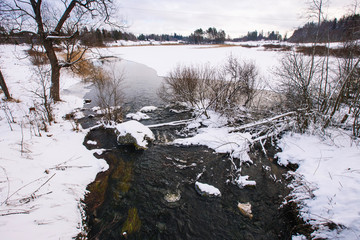 The melting of the ice on the river