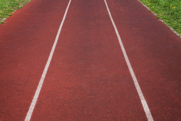 Running track in stadium.