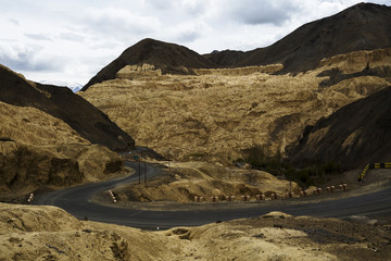 Beautiful aerial view of moonland , Himalayan mountain background, Ladakh,Jammu and Kashmir, India