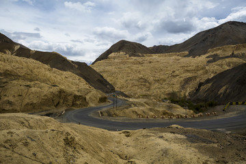 Beautiful aerial view of moonland , Himalayan mountain background, Ladakh,Jammu and Kashmir, India