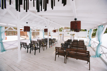 beautiful wedding ceremony in the tent in winter