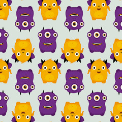Fototapeta premium pattern of illustrated monsters, vector illustration, texture