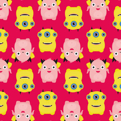 pattern of illustrated monsters, vector illustration, texture
