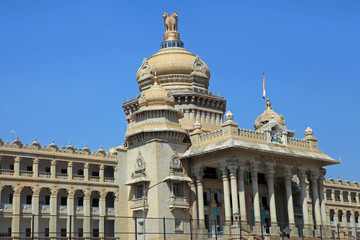 BANGALORE, INDIA - Dec13, 2015: Karnataka state Parliament house in the city of Bangalore, India.