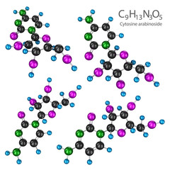 Molecule cytosine arabinoside. 3d illustration. Isolated on white set
